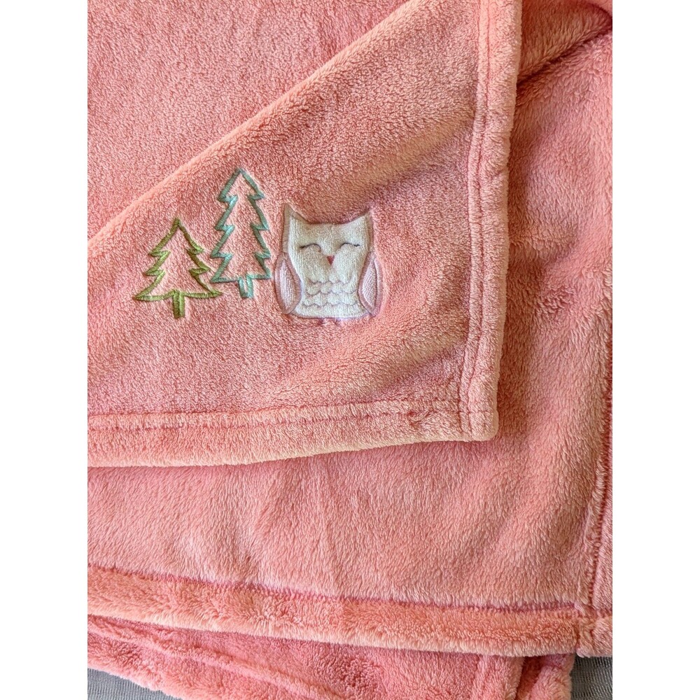 Target Cloud Island Hot Pink Coral Plush Fleece Baby Blanket Owl Trees Security